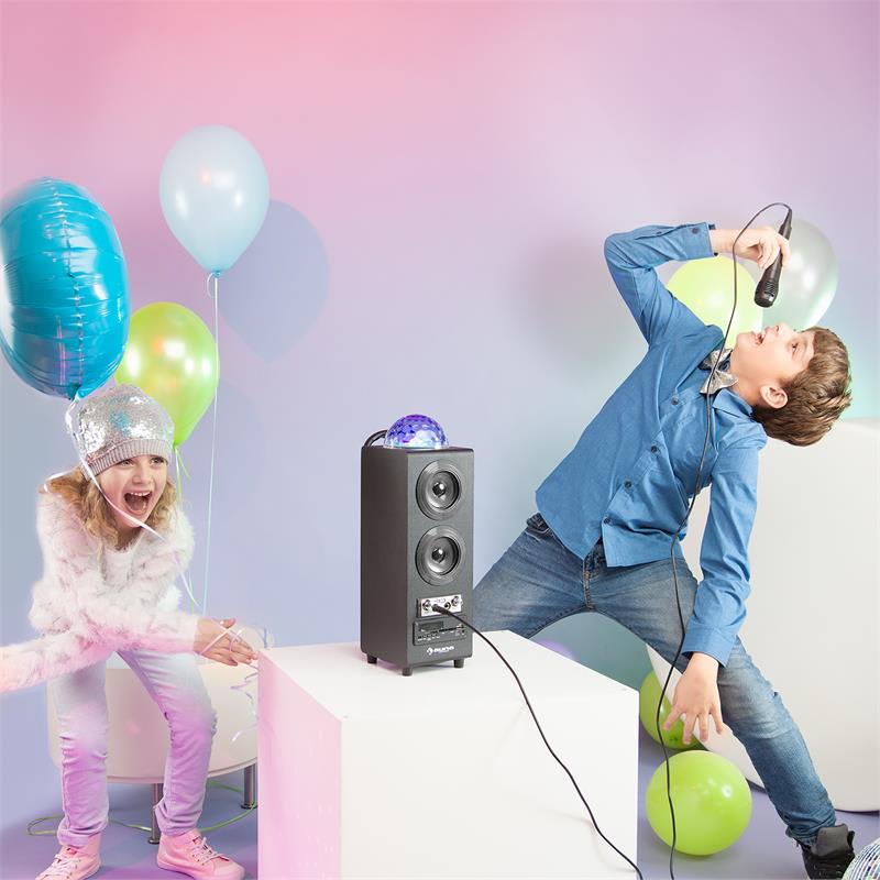 Auna DiscoStar Black, prenosný bluetooth reproduktor, USB, akumulátor, LED, mikrofón – Obrázok 2