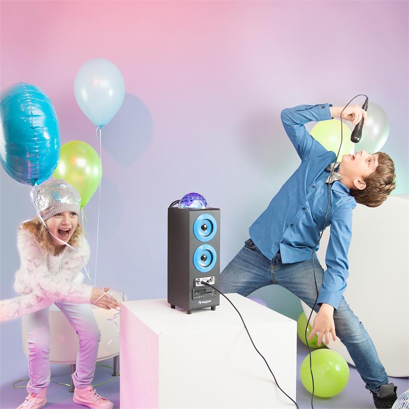 Auna DiscoStar Blue, prenosný 2.1 bluetooth reproduktor, USB, akumulátor, LED, mikrofón – Obrázok 2