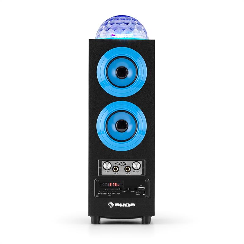 Auna DiscoStar Blue, prenosný 2.1 bluetooth reproduktor, USB, akumulátor, LED, mikrofón – Obrázok 4