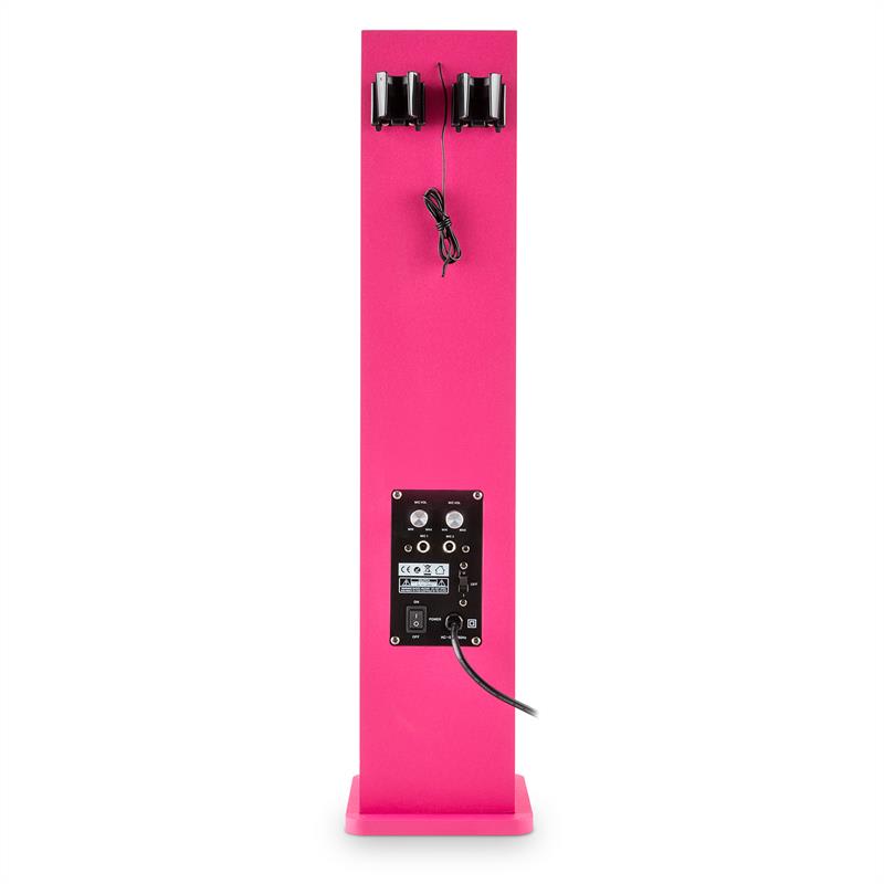 Auna Karaboom LED, ružová, bluetooth reproduktor, USB, AUX, karaoke, 2 mikrofóny – Obrázok 5