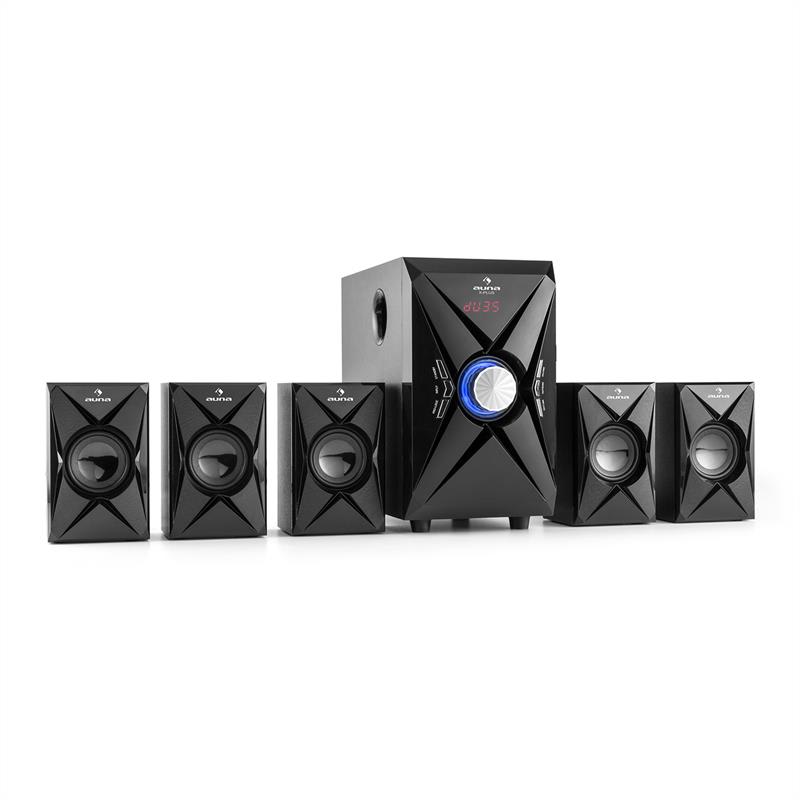 Auna X-Plus, max. 70W, čierna, 5.1-kanálový reproduktorový systém, USB, SD, AUX