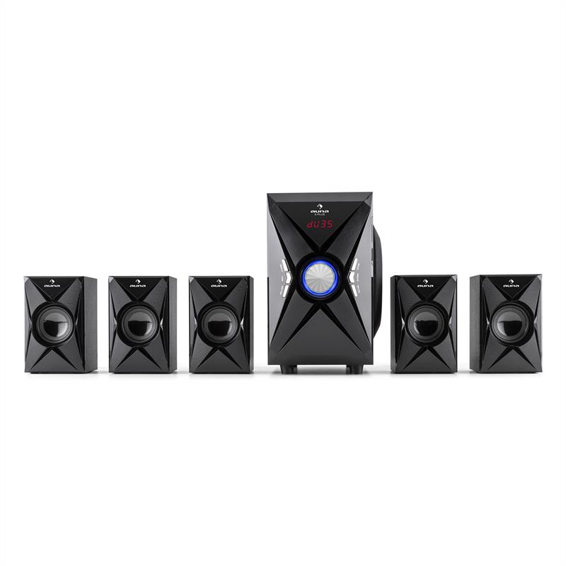 Auna X-Plus, max. 70W, čierna, 5.1-kanálový reproduktorový systém, USB, SD, AUX – Obrázok 2