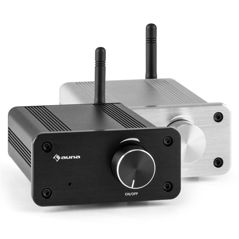 Auna BT-Bro, 40W RMS, strieborný, mini stereo zosilňovač, trieda D, bluetooth, hliník – Obrázok 2