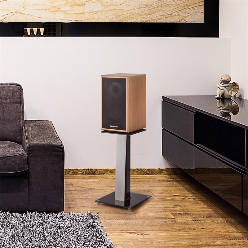 Auna BS-03S-WHOA, stojany na reproduktor, hliník, sklo, MDF, kanál pre kábel, vrátane hrotov, dubová dýha – Obrázok 5