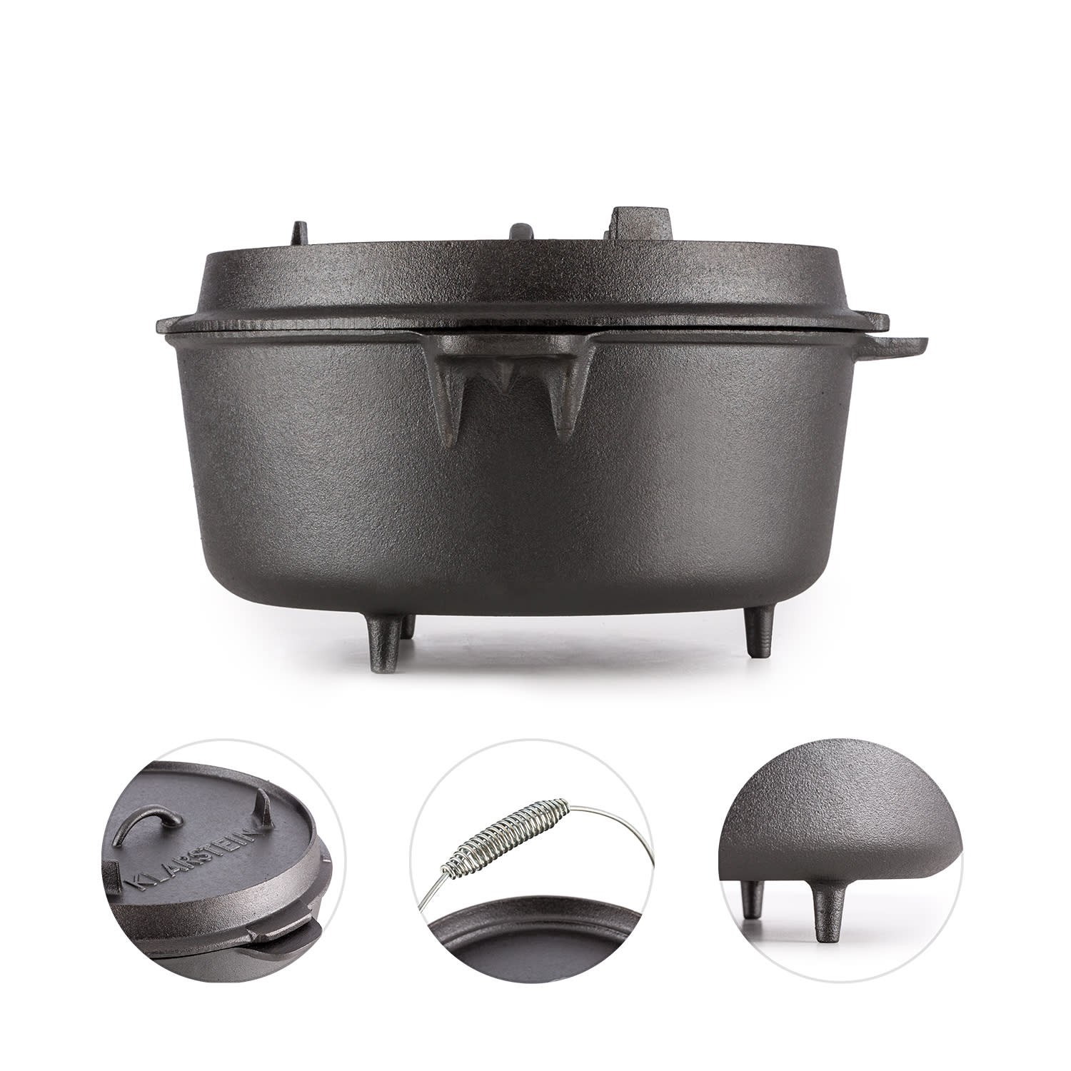 Klarstein Hotrod 145, liatinový hrniec, BBQ hrniec, 11,4 l, liatina, čierny – Obrázok 4