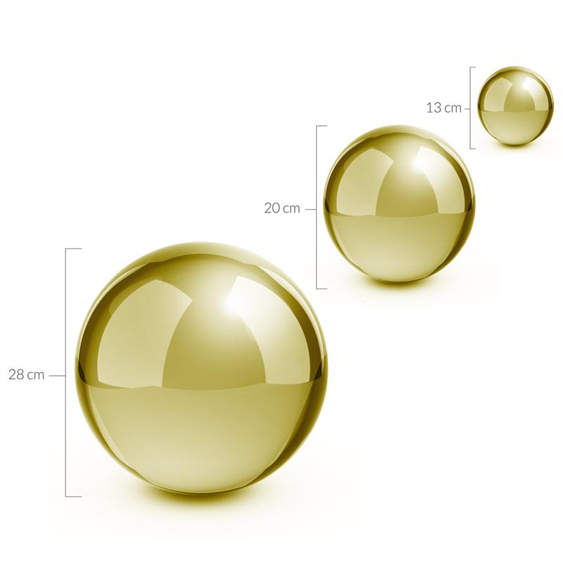 Blumfeldt Golden Globes, zlatá, ušľachtilá oceľ, záhradná guľa, dekoračná guľa, sada 3 ks, 13/20/28 cm – Obrázok 2