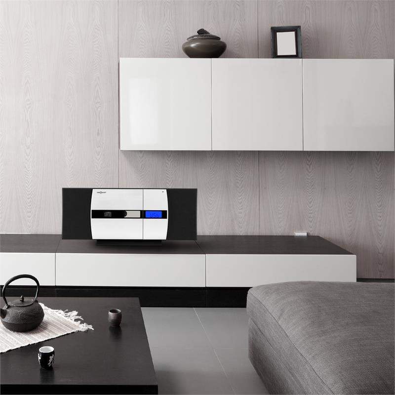 OneConcept V-15, čierny, stereo systém, CD, USB, MP3, FM, AUX, budík – Obrázok 2