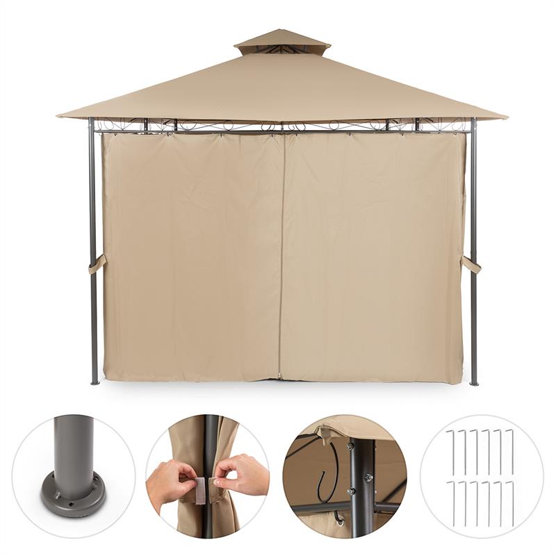 Blumfeldt Grandezza, záhradný pavilón, párty stan, 3 x 4 m, oceľ, polyester, hnedý – Obrázok 2