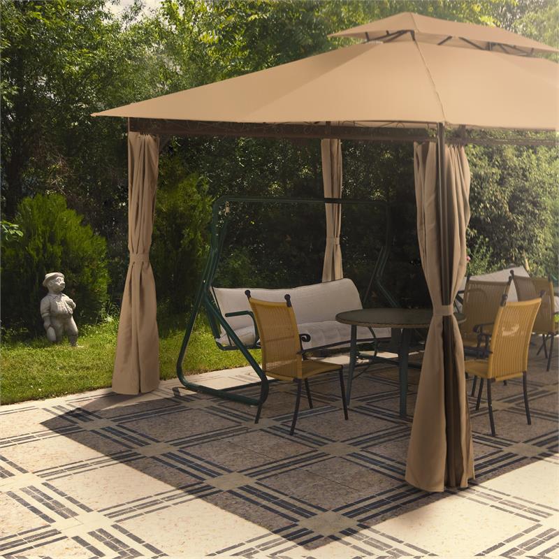 Blumfeldt Grandezza, záhradný pavilón, párty stan, 3 x 4 m, oceľ, polyester, hnedý – Obrázok 3
