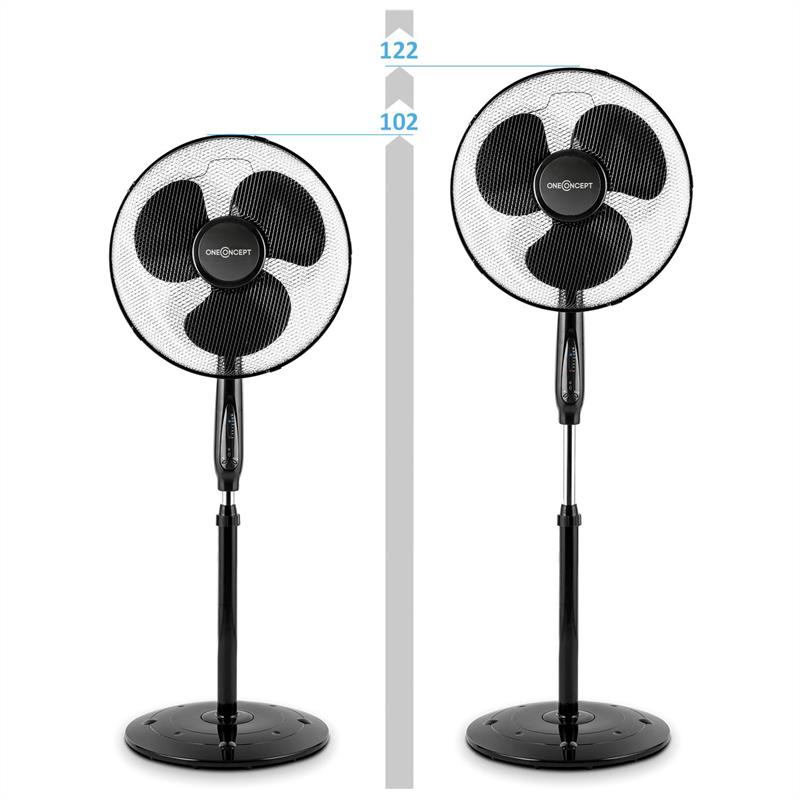 OneConcept Black Blizzard RC 2G, stojanový ventilátor, 50 W, 41 cm, okrúhly stojan, diaľkové ovládanie – Obrázok 3