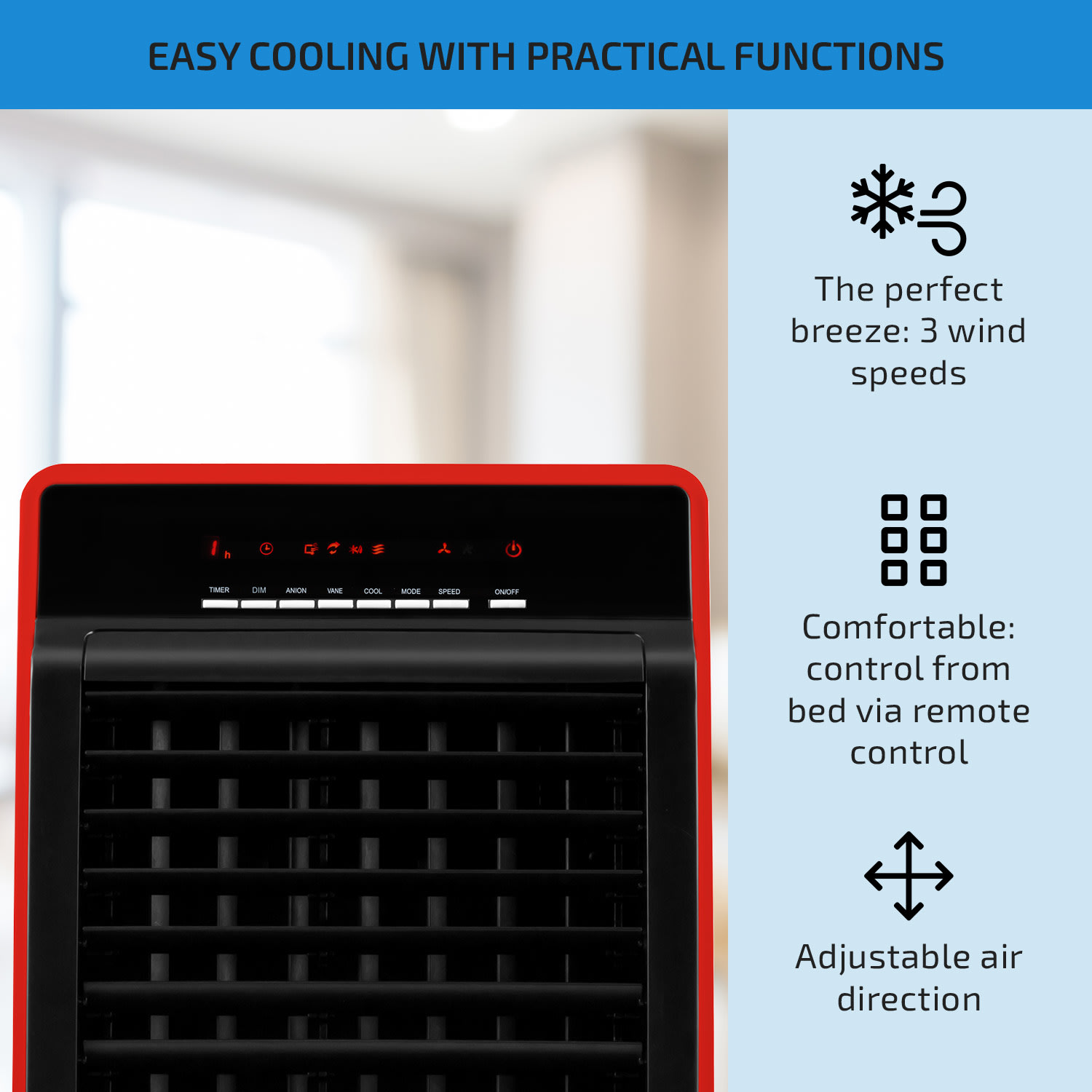 OneConcept CTR-1, ochladzovač vzduchu 4 v 1, 65 W, diaľkové ovládanie – Obrázok 4