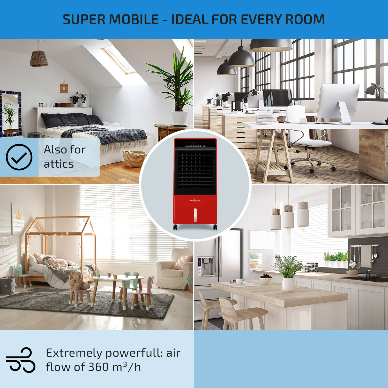 OneConcept CTR-1, ochladzovač vzduchu 4 v 1, 65 W, diaľkové ovládanie – Obrázok 5