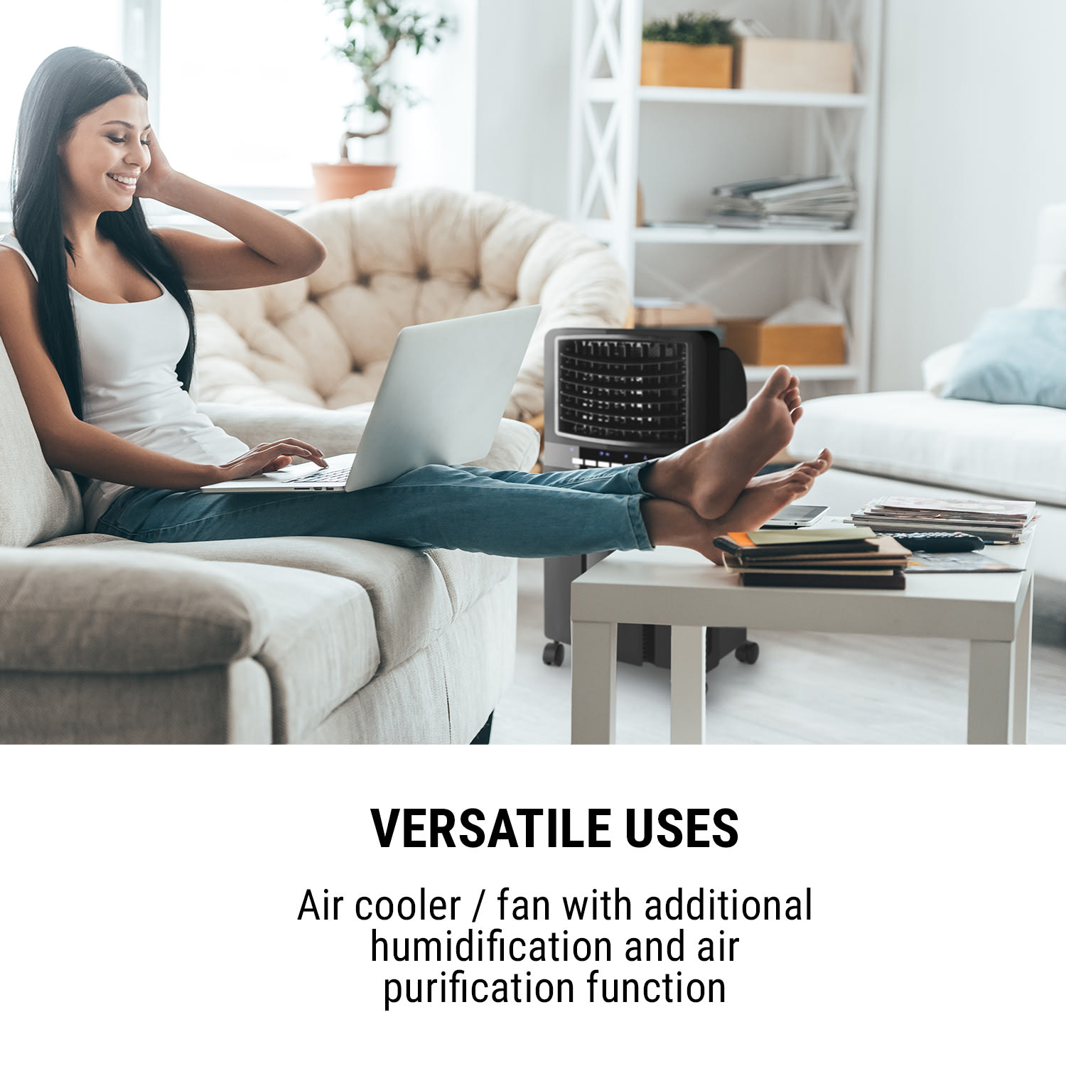 OneConcept Baltic Black, ochladzovač vzduchu, ventilátor, 65 W, 400 m³/h, diaľkový ovládač – Obrázok 4