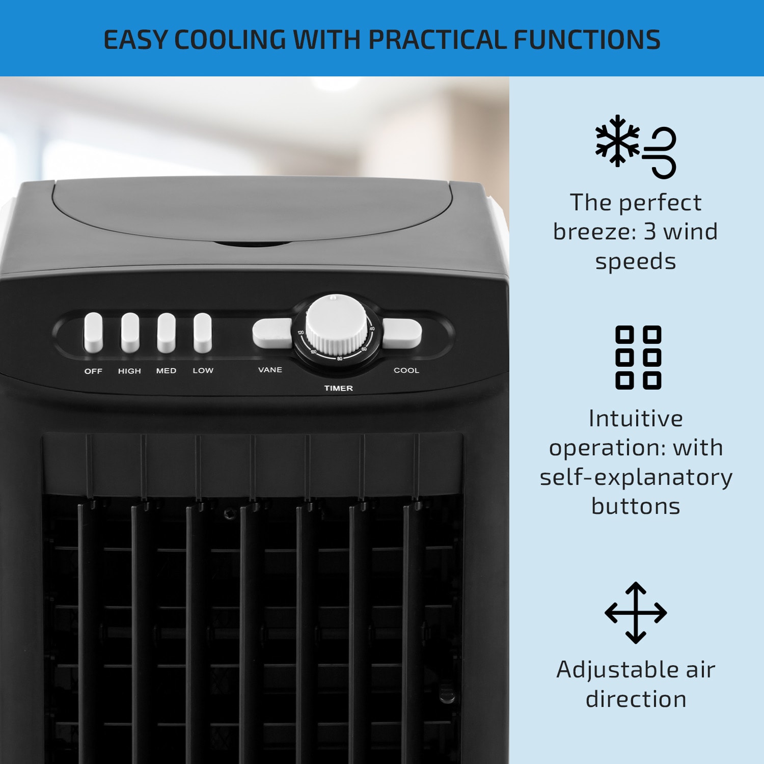 OneConcept MCH-1 V2, 3 v 1 ochladzovač vzduchu, ventilátor, 65 W – Obrázok 4