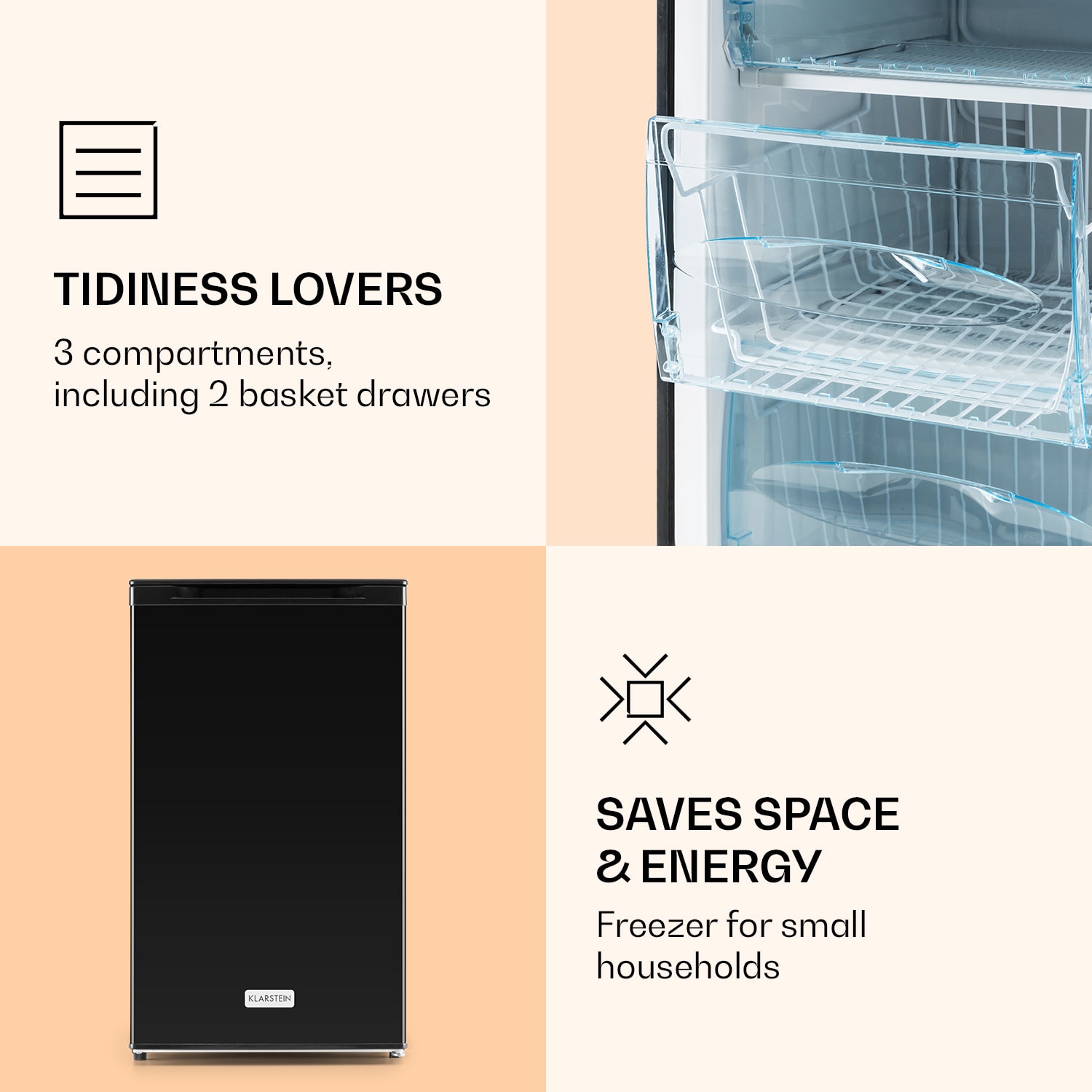 Klarstein Garfield XL, mraznička, 69 l, 4 hviezdičky, 80 W, energet. trieda F, biela – Obrázok 3
