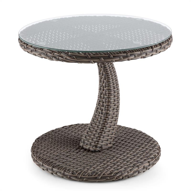Blumfeldt Tabula, odkladací stolík, 50 cm, sklo, polyratan, hliník, dvojfarebný antracit – Obrázok 5
