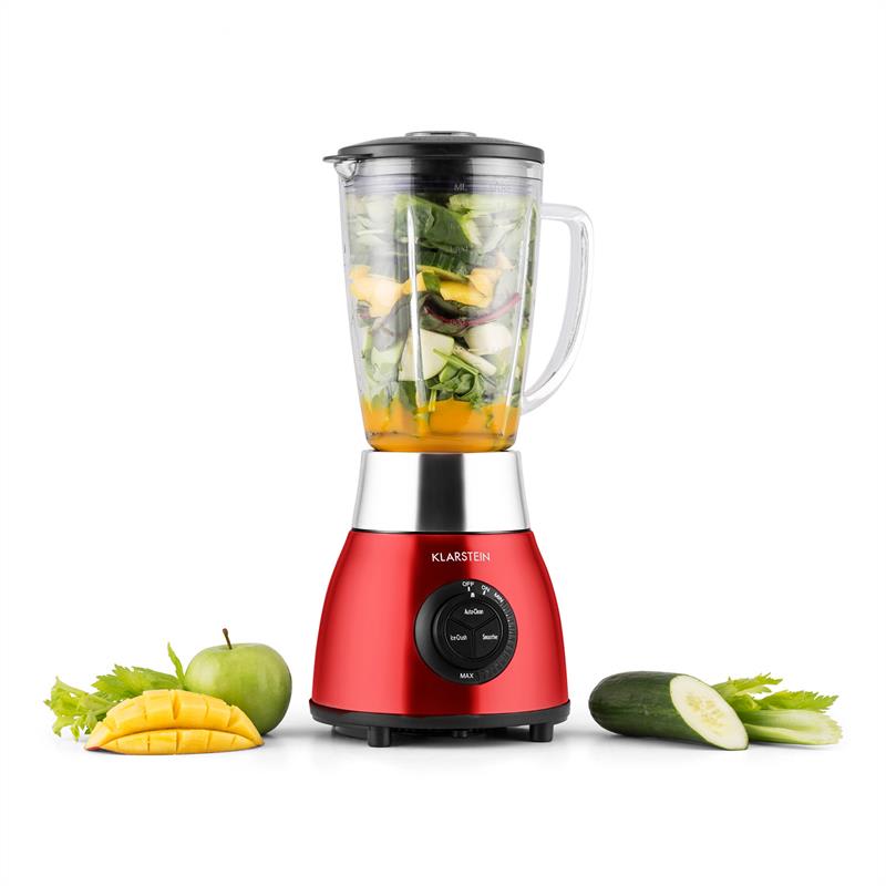 Klarstein Herakles Steel, červený, 1,8 l, 1200 W, stolný mixér, sklenený džbán, ušľachtilá oceľ