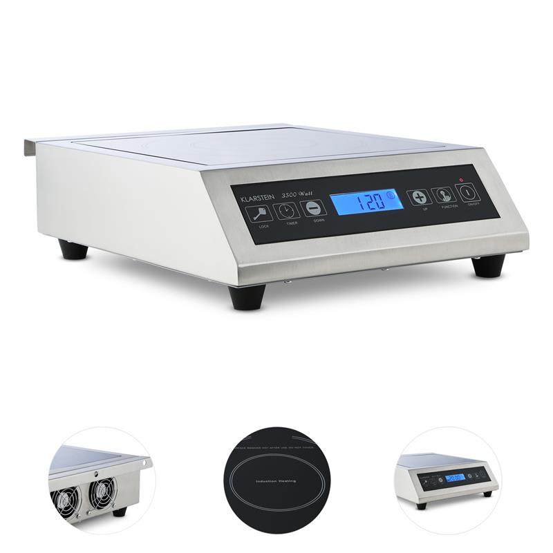 Klarstein Induuk indukčná varná platňa Ø 22 cm 500-3500 W Catering ušľachtilá oceľ – Obrázok 3
