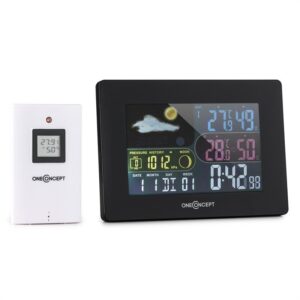 OneConcept Uddevalla, bezdrôtová meteorologická stanica, prevádzka na batérie, alarm, vrátane vonkajšieho senzora
