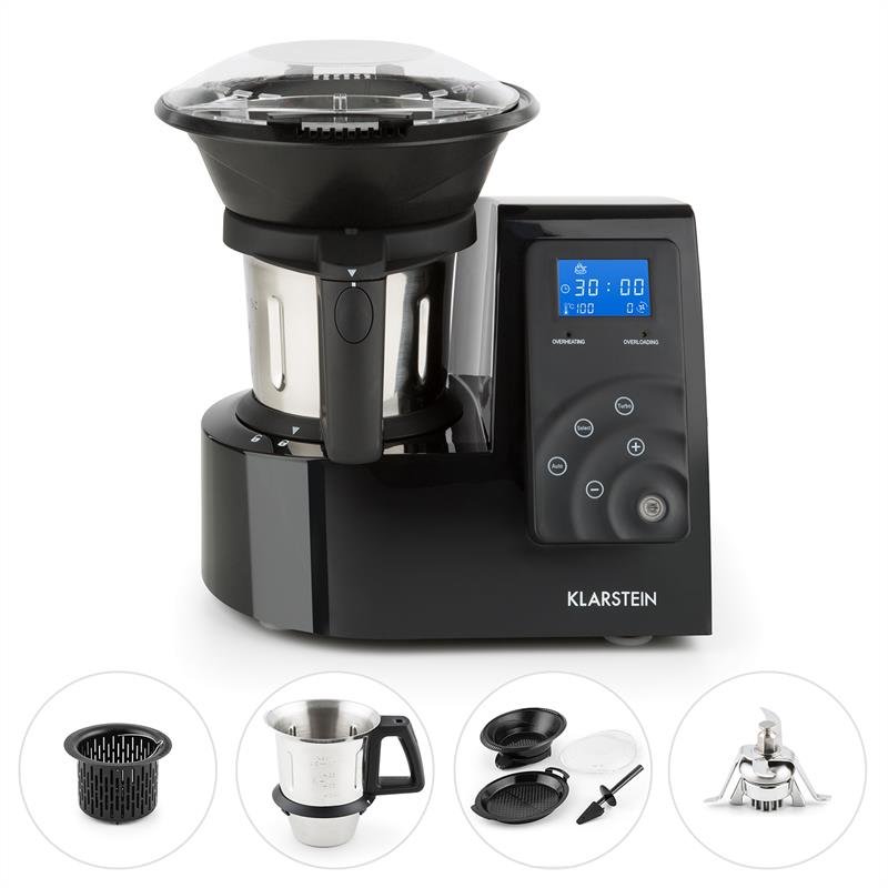 Klarstein Kitchen Hero 9-in-1, čierny, 2 l, 600/1300 W, tepelný kuchynský robot – Obrázok 2