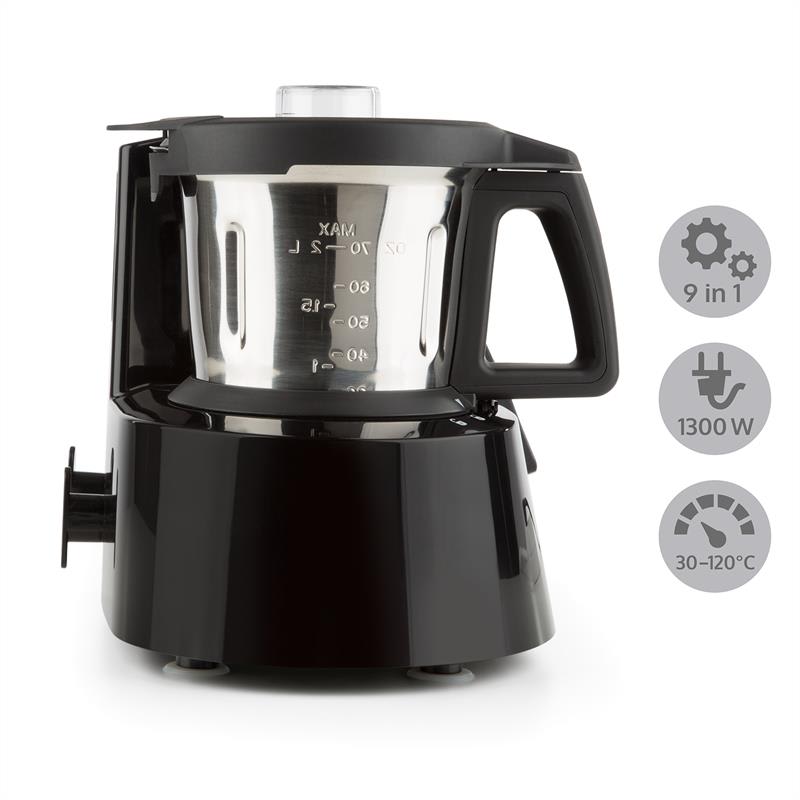 Klarstein Kitchen Hero 9-in-1, čierny, 2 l, 600/1300 W, tepelný kuchynský robot – Obrázok 3