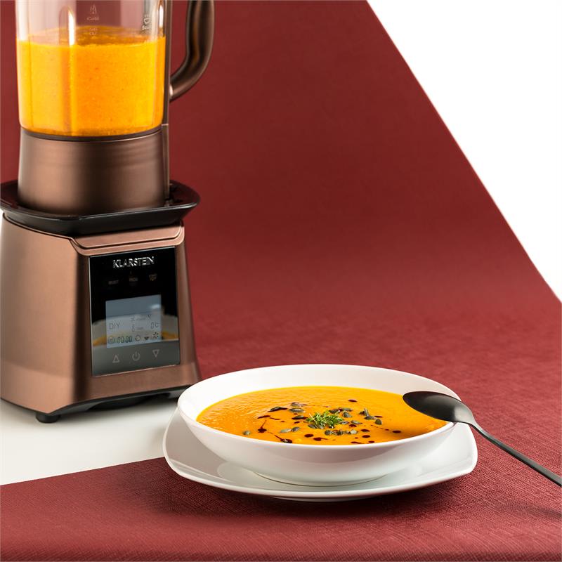 Klarstein Herakles Heat polievkový mixér, 1300W/1,7k 900W 1,75l BPA-free, sklo, farba kávy – Obrázok 3