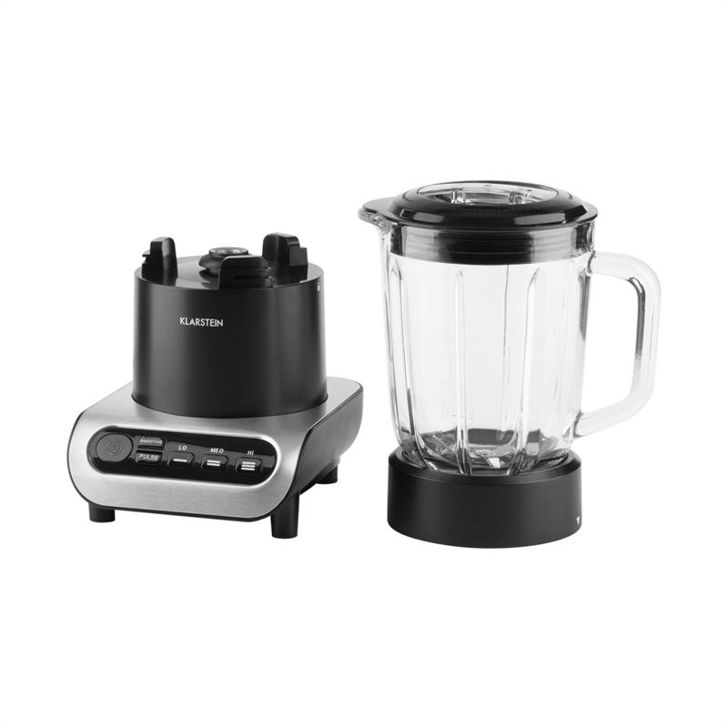 Klarstein Lambada, čierny/kovový, stolný mixér, 650 W, 1,5 l, sklenená nádoba – Obrázok 5
