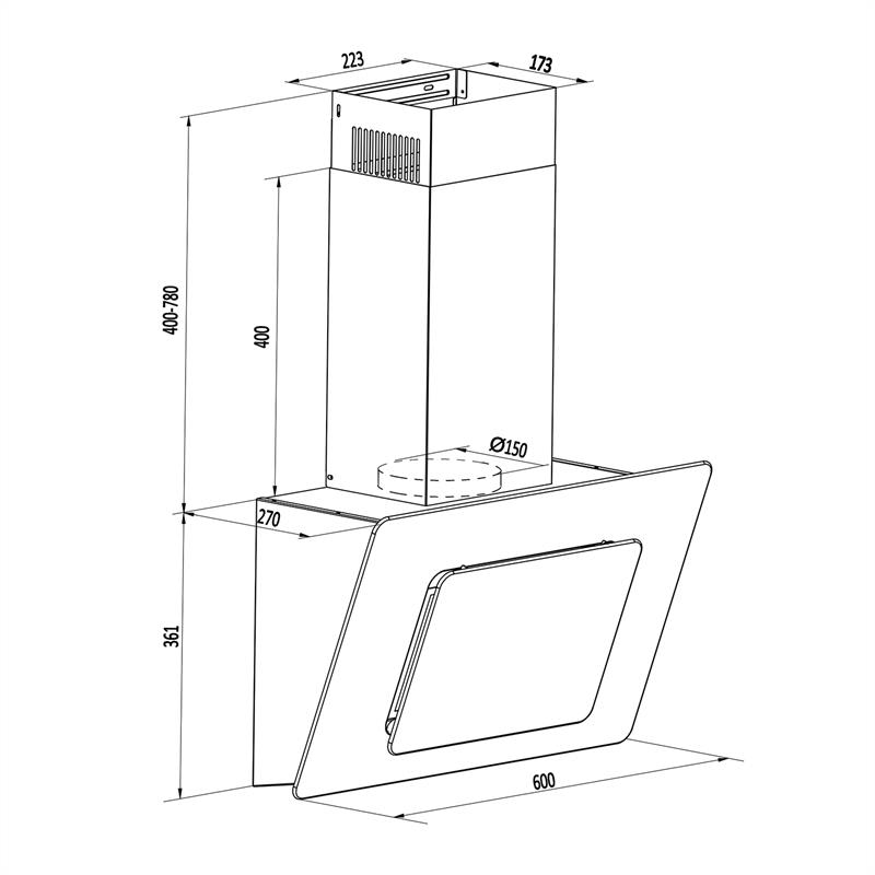 Klarstein Lorea, biely, 60 cm, 290 m³/h, digestor, voľný priestor pre hlavu, dotykový, sklo – Obrázok 4