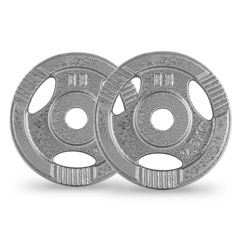 Capital Sports IP3H 2.5, šedé, závažie na činky, pár, 30 mm, 2,5 kg, otvory na uchopenie – Obrázok 2