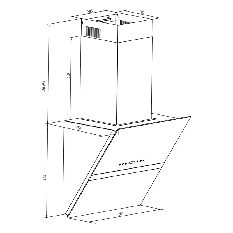 Klarstein Aurea VII, biely, 195 W, 60 cm, 550 m³/h, digestor, voľný priestor pre hlavu, dotykový, sklo – Obrázok 4