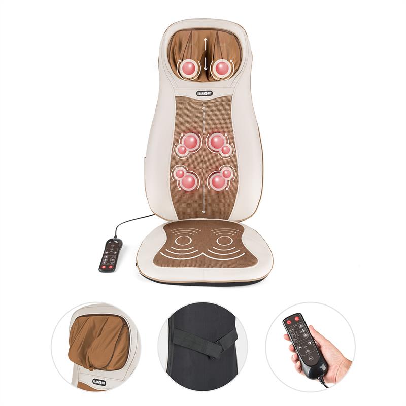 KLARFIT Niuwe, béžová, masážna podložka na sedenie, shiatsu masáž, 3 masážne zóny – Obrázok 2