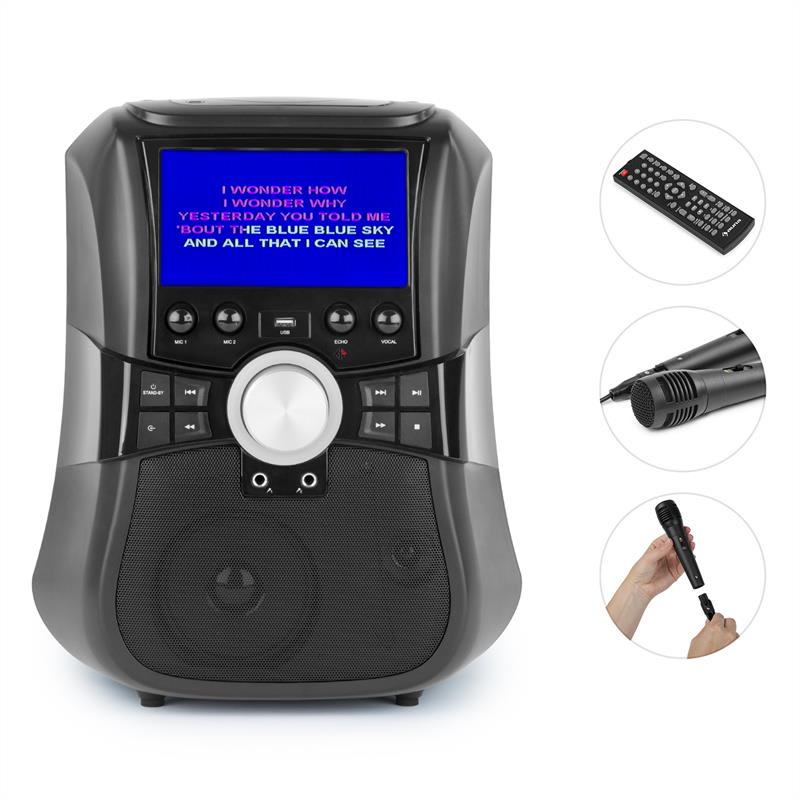 Auna Stage Hero, karaoke systém, DVD, 7", TFT displej, 2 mikrofóny, 25 W, RMS – Obrázok 3