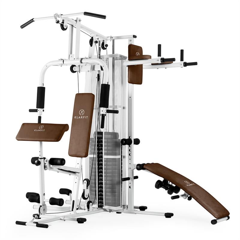 KLARFIT Ultimate Gym 5000, multifunkčná posilňovacia stanica, biela – Obrázok 2