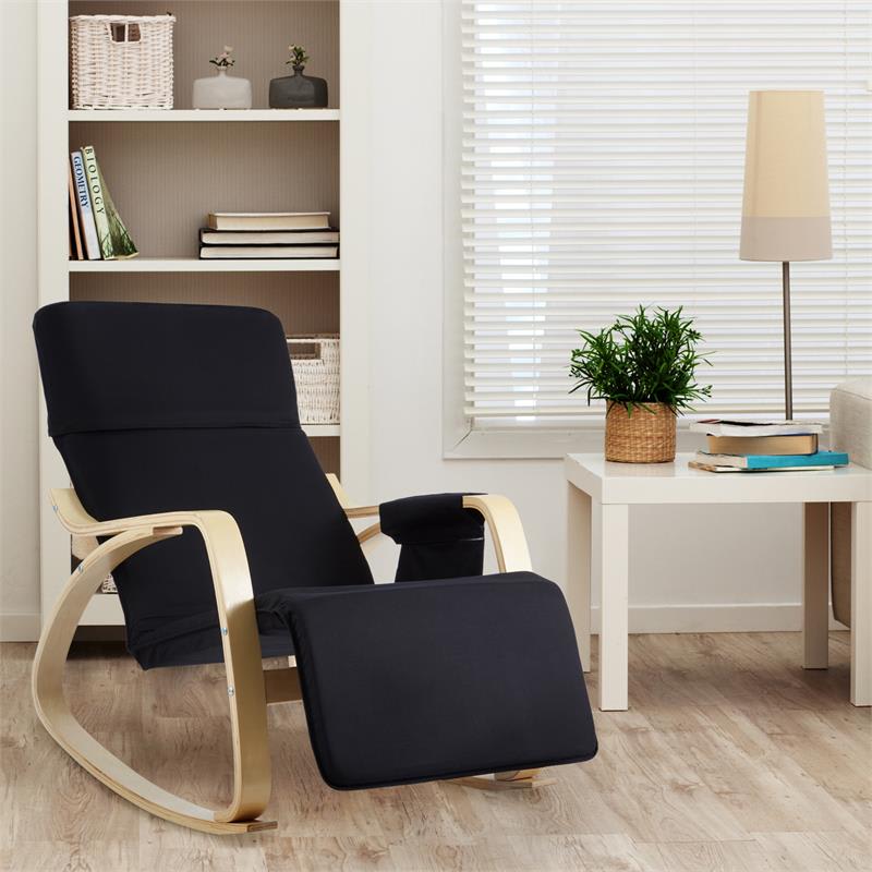 OneConcept Beutlin hojdacie kreslo 68x90x97 cm (ŠxVxH), breza, drevo, čierna – Obrázok 4