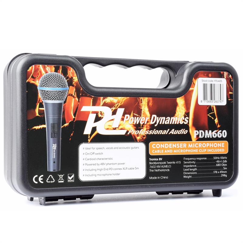 Power Dynamics PDM660 kondenzátorový mikrofón XLR +48V – Obrázok 5