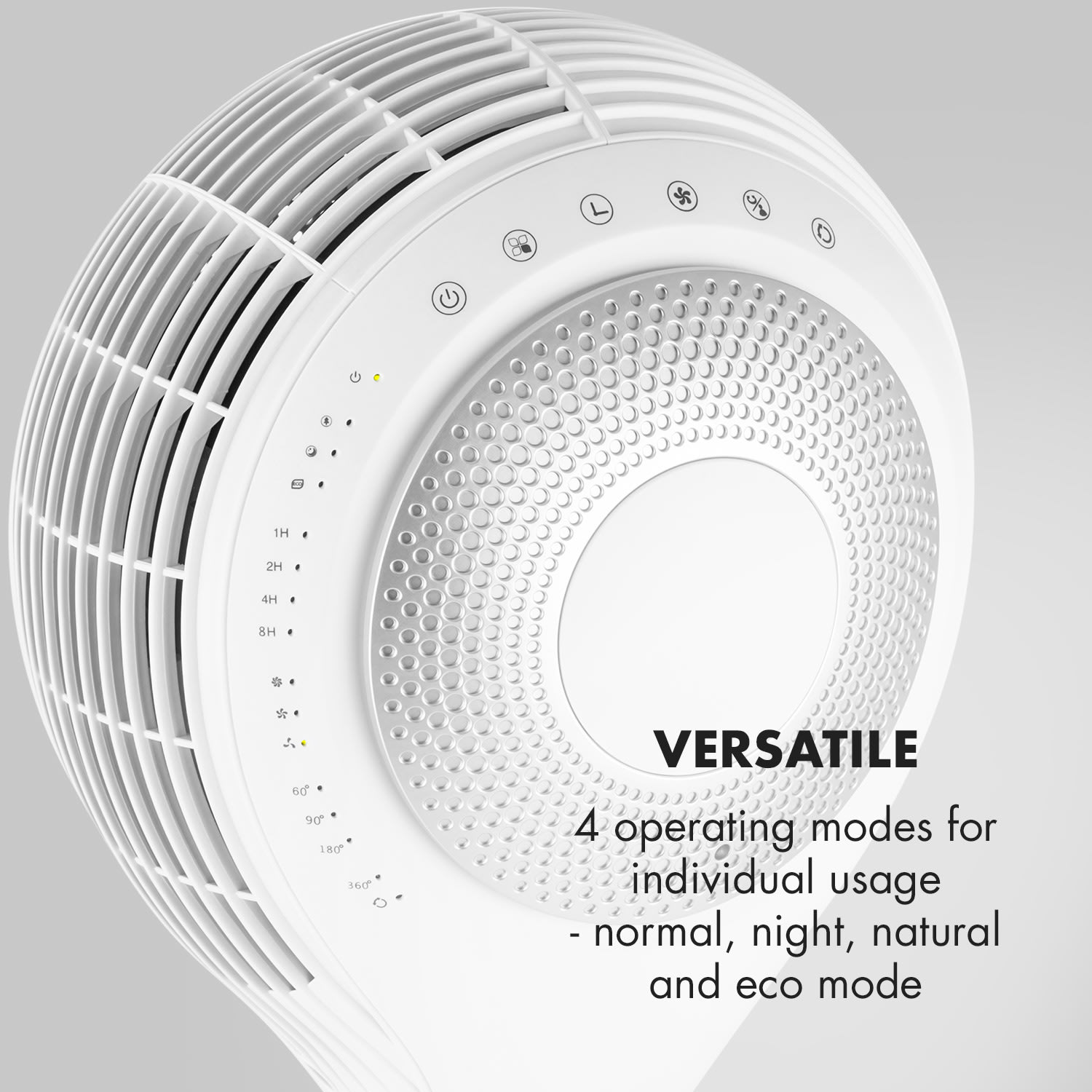 Klarstein Airflex 360°, stojanový ventilátor, senzor tela, 65 W, diaľkový ovládač, biely – Obrázok 3