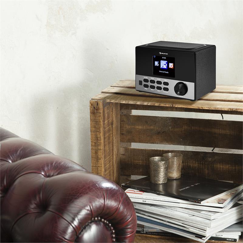 Auna Connect 90 BK, internetové rádio, WLAN, AUX, 3,2" TFT farebný displej, linkový výstup, vrátane diaľkového ovládača – Obrázok 2