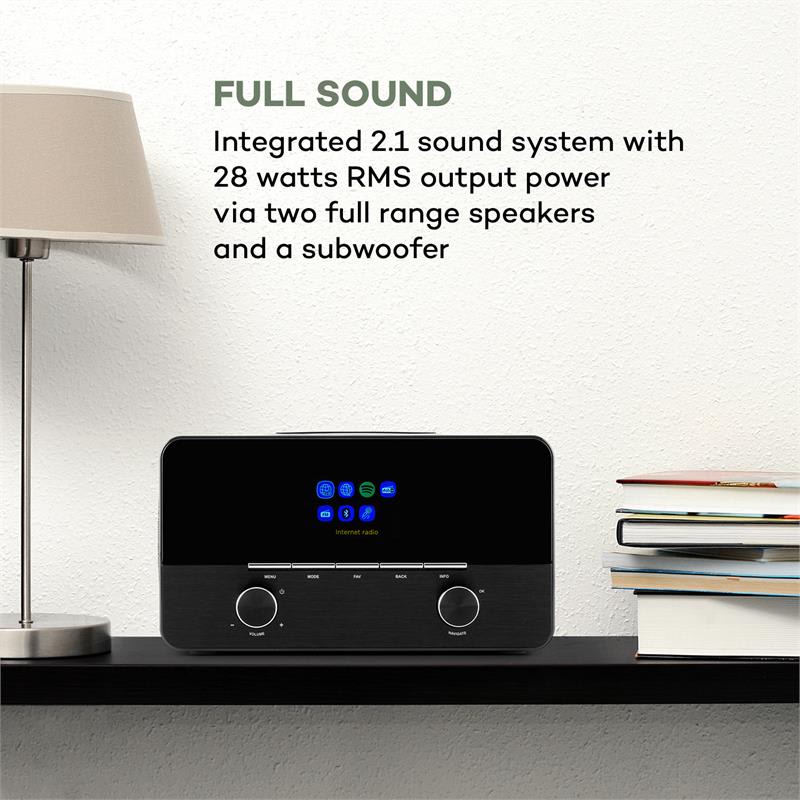 Auna Connect 150 WH 2.1 Internetradio Mediaplayer WiFi LAN USB DAB+ FM RDS AUX – Obrázok 3