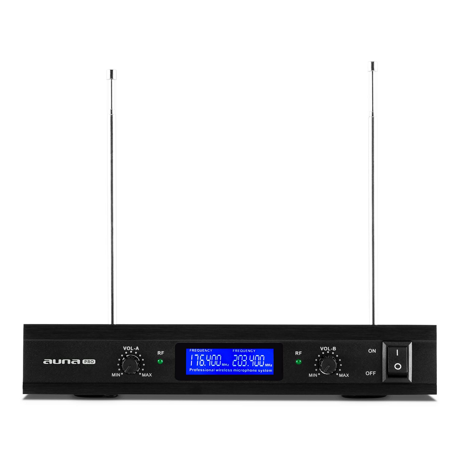 Auna Pro VHF-400 Duo 1, 2-kanálová sada VHF bezdrôtových mikrofónov, 1 x prijímač, 2 x ručný mikrofón – Obrázok 2