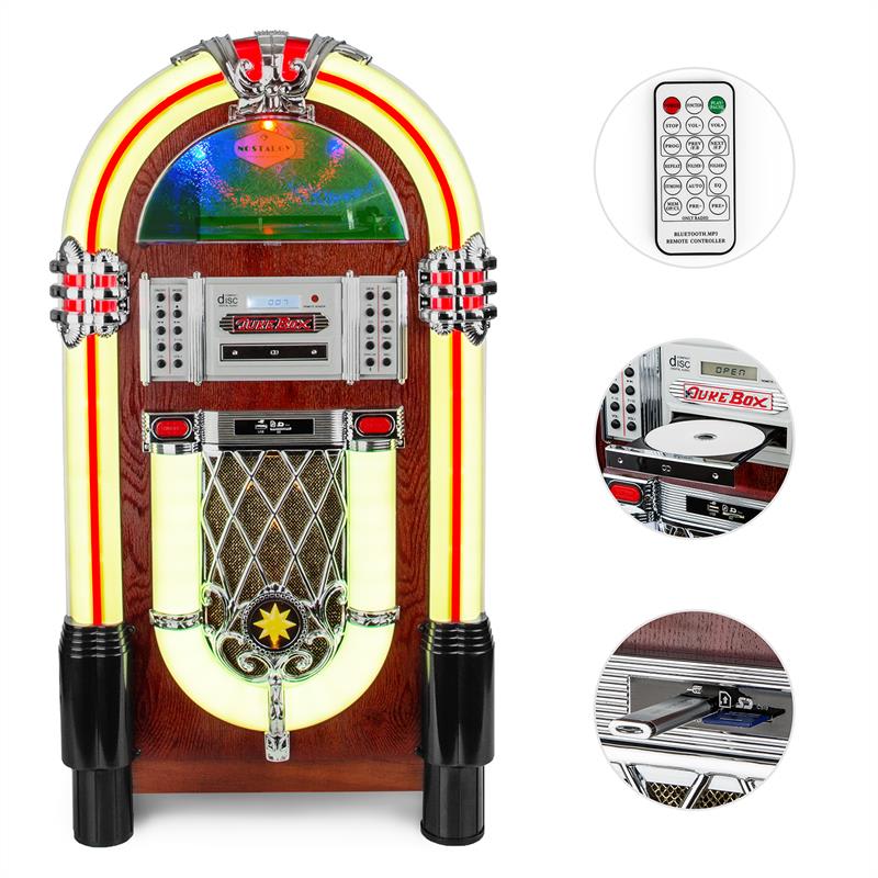 Auna Graceland TT, jukebox, bluetooth, phono, CD, USB, SD, MP3, AUX, FM – Obrázok 3