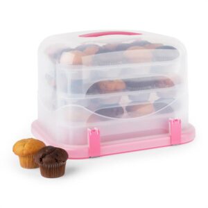 Klarstein Pinkkäppchen XL, ružový, box na koláč, držiak na muffiny, 36 ks, 34,5 x 25 x 25,5 cm