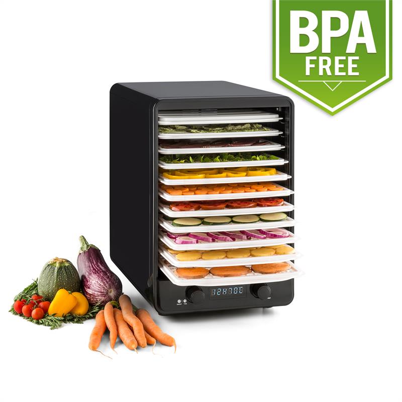 Klarstein Fruitcube, čierna/červená, sušička, 550 W, 10 poschodí, dehydrátor