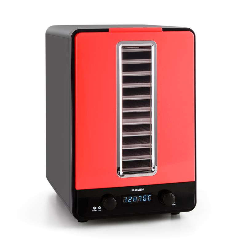 Klarstein Fruitcube, čierna/červená, sušička, 550 W, 10 poschodí, dehydrátor – Obrázok 2