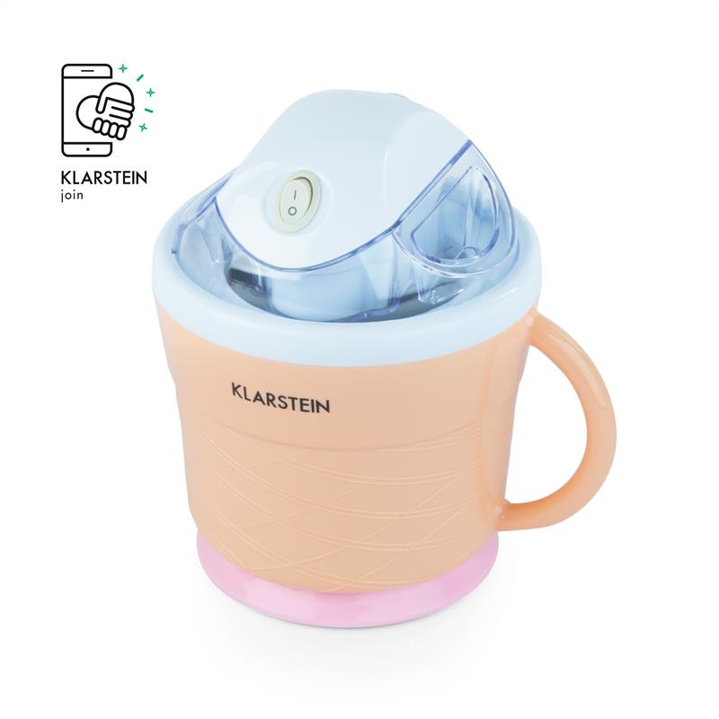 Klarstein IceIceBaby, krémovo oranžová, zariadenie na výrobu zmrzliny, 0,75 l, držadlo, 7,3-9,5 W – Obrázok 4