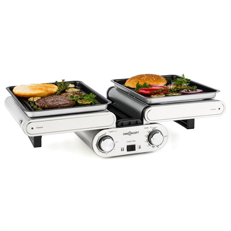 OneConcept Butterfly, multifunkčný gril, stolný gril, elektrický, 1200 W, 240 °C, časovač