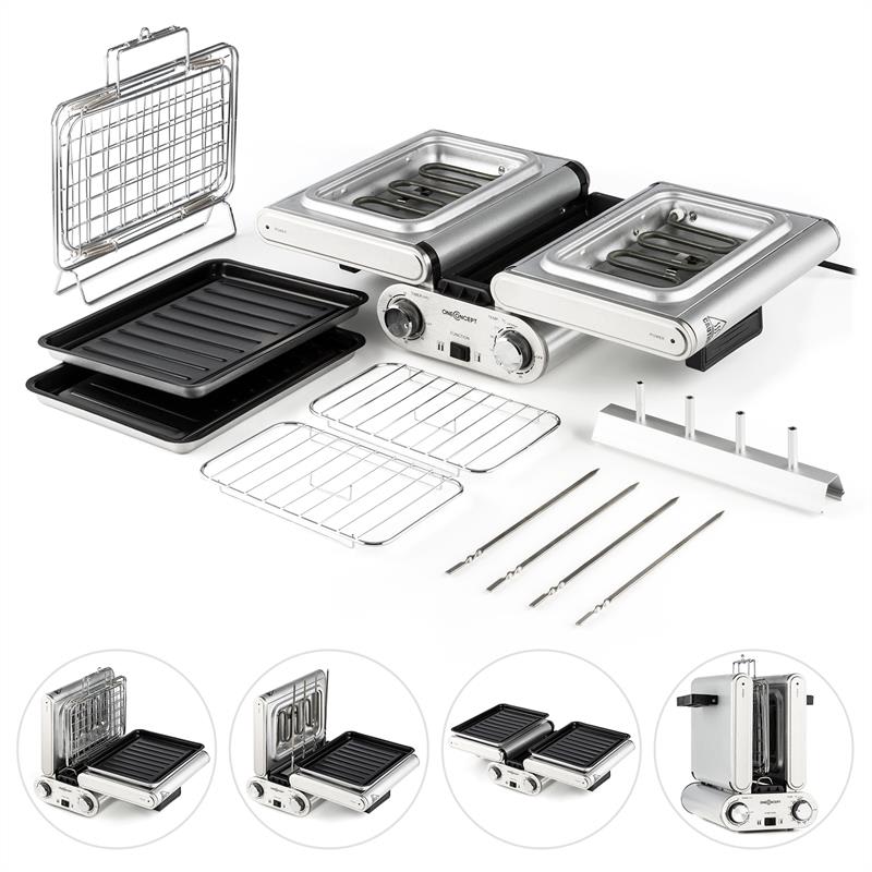 OneConcept Butterfly, multifunkčný gril, stolný gril, elektrický, 1200 W, 240 °C, časovač – Obrázok 4