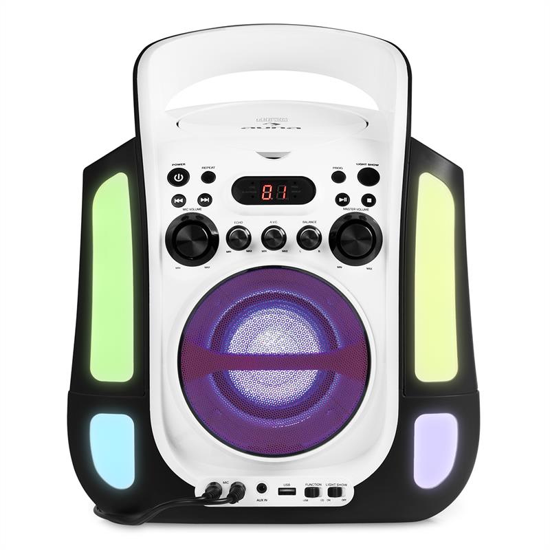 Auna Kara Illumina, čierny, karaoke systém, CD, USB, MP3, LED svetelná show, 2 x mikrofón, prenosný – Obrázok 2