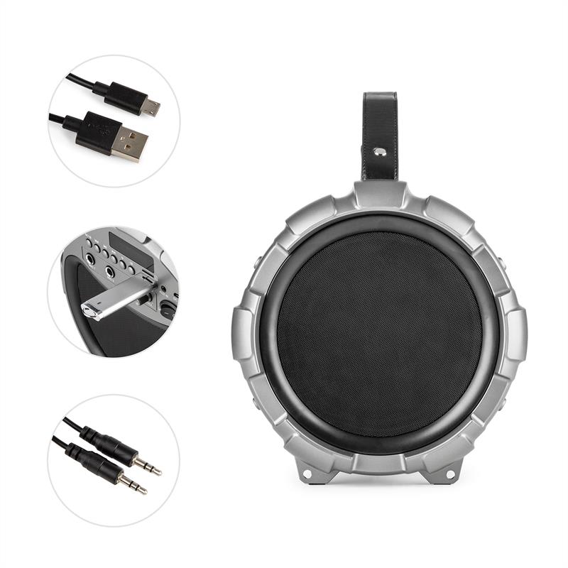 Auna Dr. Bang LED, metalíza, 2.1-BT-reproduktor, 20 W, RMS, USB, UKW, mikro SD, AUX, akumulátor, LED – Obrázok 5