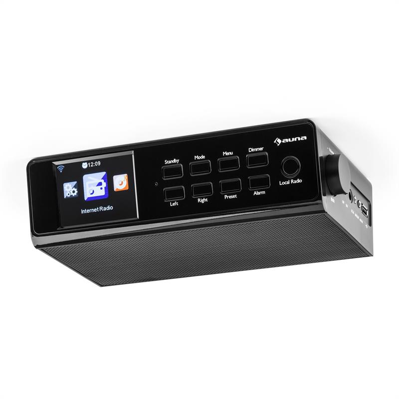 Auna KR-190, čierne, internetové kuchynské rádio, zabudovateľné, WiFi, riadenie cez aplikáciu, 3,2" TFT displej