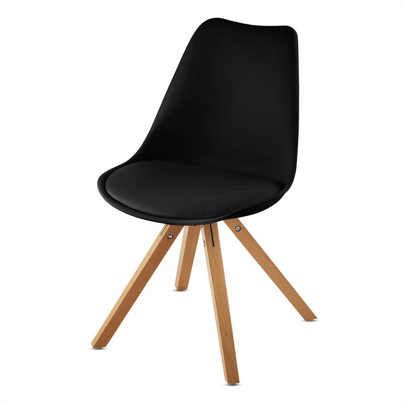 OneConcept Onassis, čierna, škrupinová stolička, sada 2 kusov, retro, čalúnená, brezové drevo – Obrázok 5